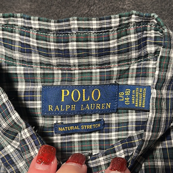 Ralph Lauren Polo Boys Checked Button-Up, EUC, Size 14/16 - Picture 3 of 9